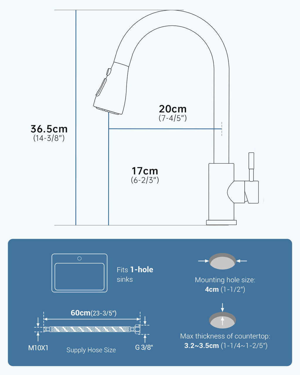 Brushed Stainless Pull-Out Kitchen Mixer Tap - 3 Spray Modes