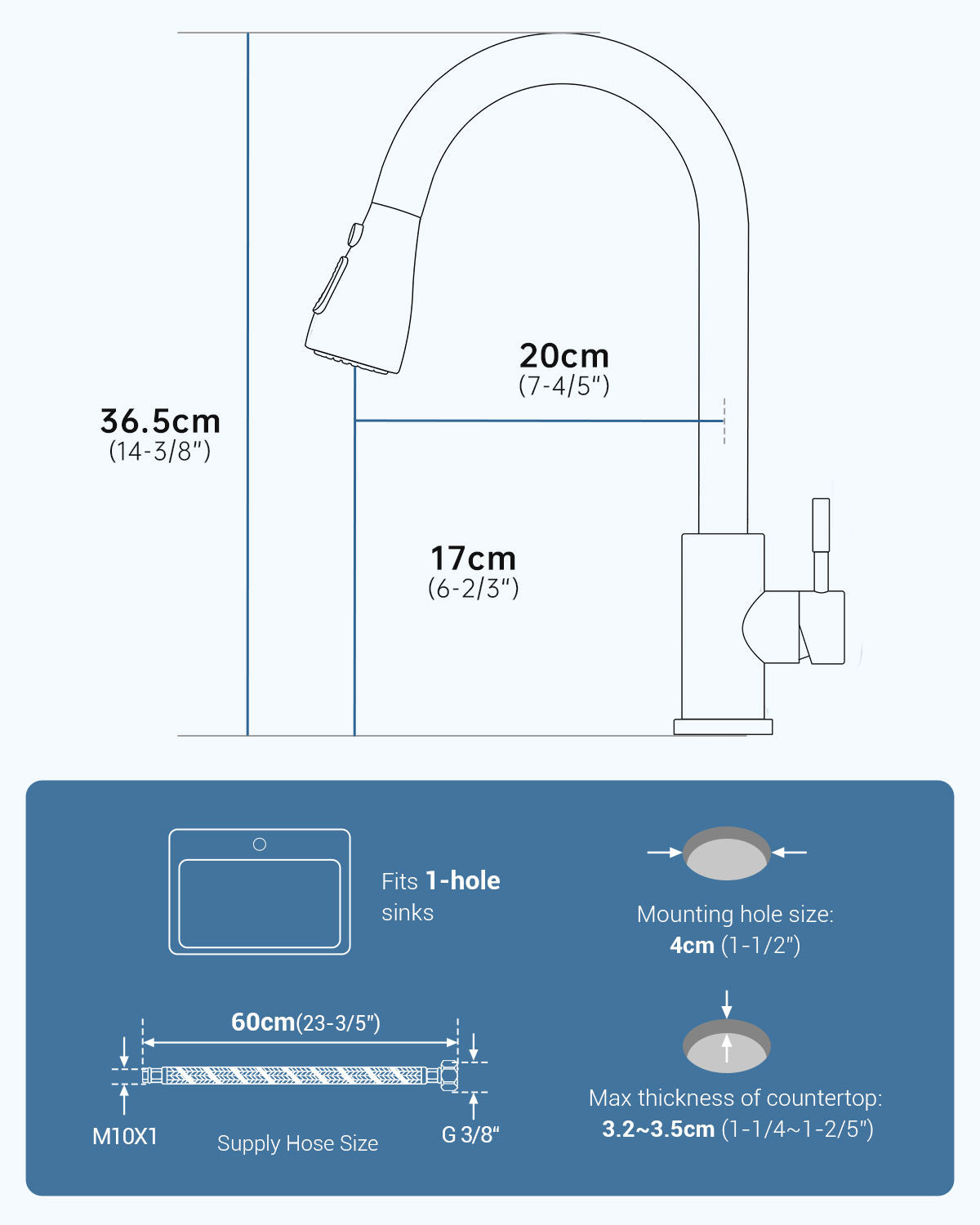 Brushed Stainless Pull-Out Kitchen Mixer Tap - 3 Spray Modes