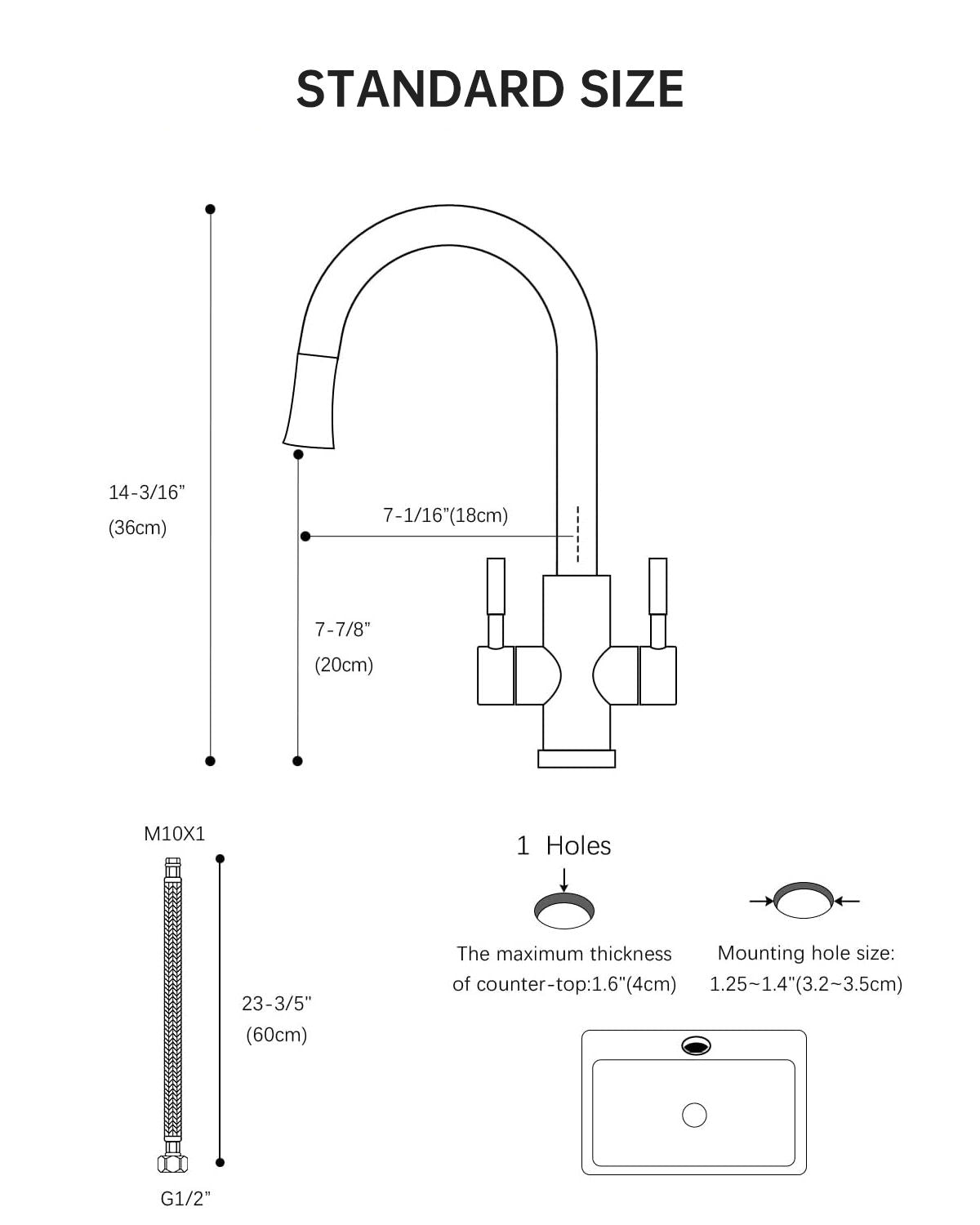 Brushed Gold Dual Lever Pull-Out Kitchen Mixer Tap