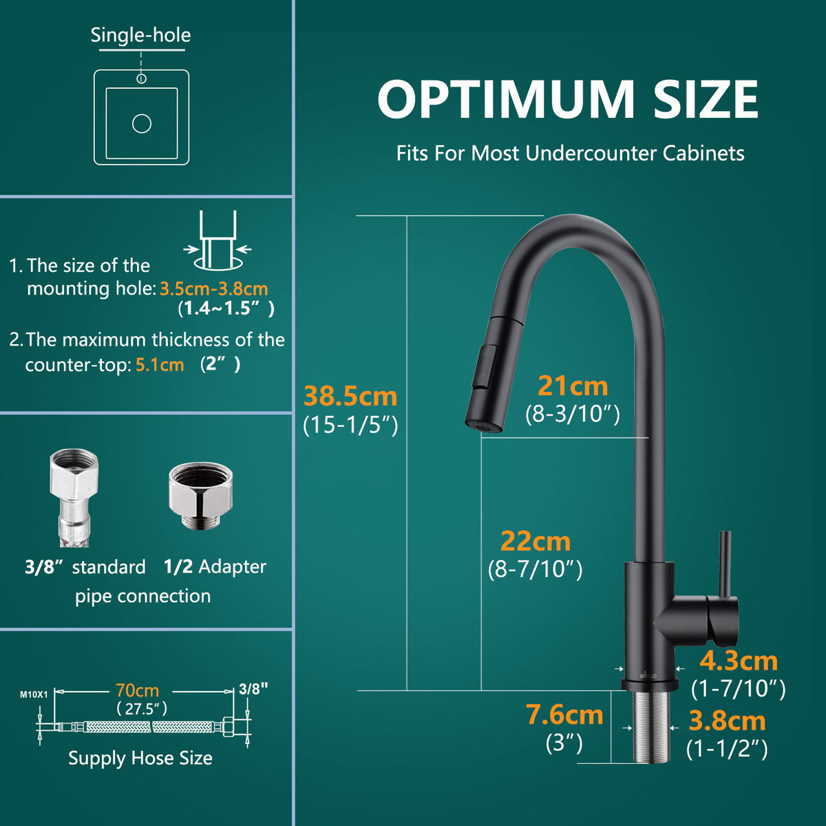 Matte Black Pull-Out Kitchen Mixer Tap - 2 Spray Modes