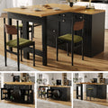 Extendable bar table with storage space, fold-out dining table with drawer and snack tray, pull-out bin holder (bin not included), space-saving design for small flats, kitchens, balconies,
Black