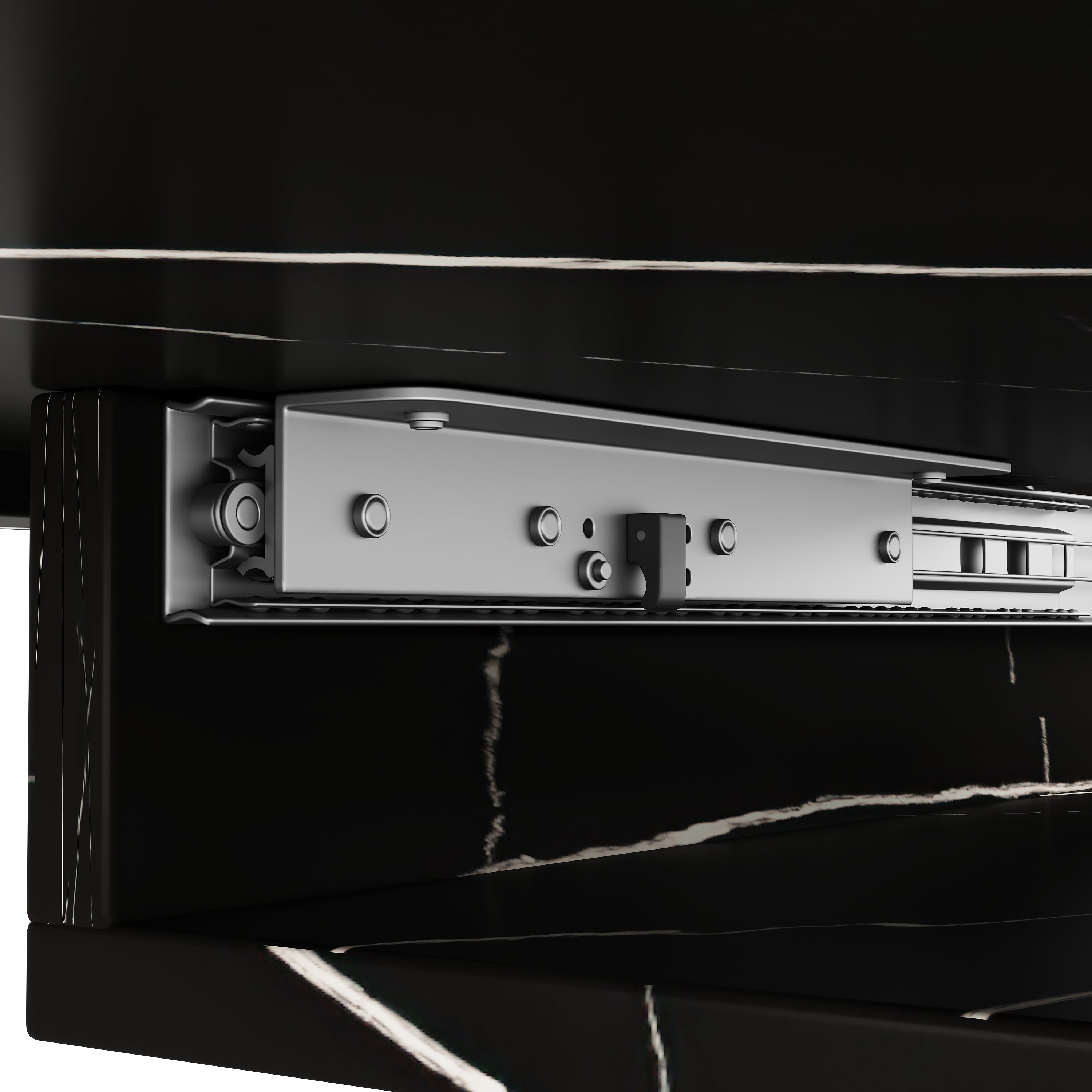 Dining table Telescopic table (120-160*75cm), extendable table, extendable to 120-160cm with the aid of internal insert panels, for kitchen and living room, dining table with black marble pattern
