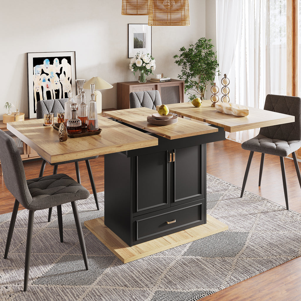 Extendable dining table - 110-140 cm wooden table for kitchen & dining room - 6-person dining table - Dimensions: 110 x 80 x 75 cm - For terrace and living room