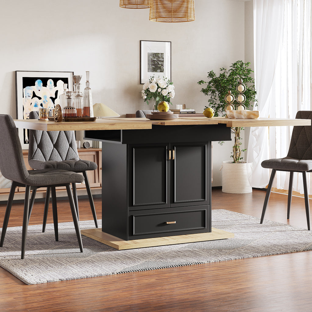 Extendable dining table - 110-140 cm wooden table for kitchen & dining room - 6-person dining table - Dimensions: 110 x 80 x 75 cm - For terrace and living room