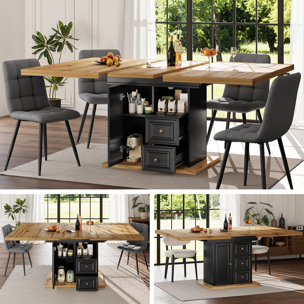 Extendable dining table 110(140) x 80 x 75 cm, wooden table for kitchen & dining room - 6 people dining table - dimensions suitable for terrace and garden
