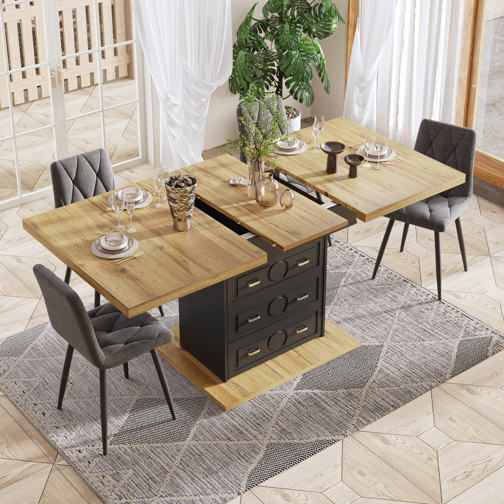 Extendable dining table - wooden table 110-140 x 80 x 75 cm - For kitchen, dining room, terrace - 6 person table with extendable top & wood grain