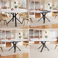 Extendable dining table 100-140cm, round-oval table, stable X-metal frame, adjustable feet, white&black
