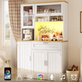 Tall Display Cabinet with LED Lighting - 104x40x180 cm Kitchen & Living Room Storage, White/Black