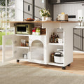 Kitchen island, kitchen cabinet, removable serving trolley, buffet cabinet, dining trolley with wood grain, buffet cabinet, multifunctional dining table with storage space, White