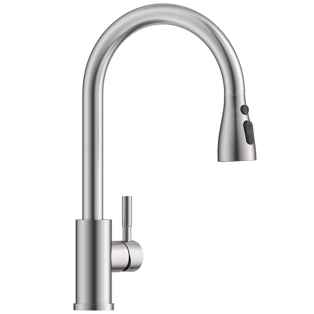 Brushed Stainless Pull-Out Kitchen Mixer Tap