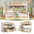 Bunk Beds for Kids, Staircase Bunk with Hydraulic Storage, Children's Bed with Storage Cube, Double Bunk Bed for Family with Multiple Children, (90+135) x 190 cm, Solid Wood, White & Natural