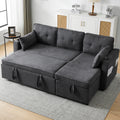 3-in-1 Convertible Sofa Bed with Internal Storage Chaise, L Shaped Sleeper Sofa Couches with Cup Holders, Pillows and Storage Pocket. Pullout Sectional Daybed for Living Room/Bedroom/Office, Grey