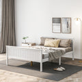Wooden Bed Frame with Headboard and Footboard, Pine Wood Bed for Kids Bedroom, Ivory