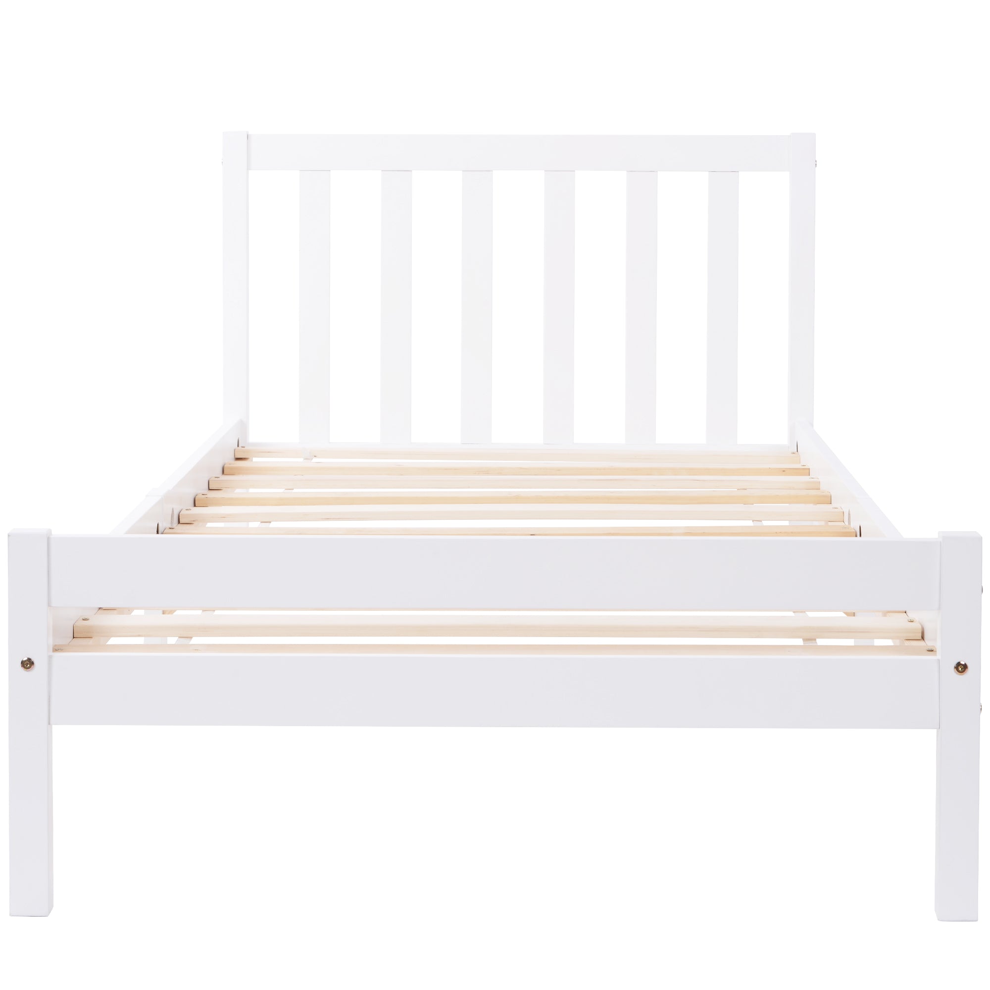 Wooden Bed Frame, Single Bed 3ft Solid Wooden Bed Frame, Bedroom Furniture for Adults, Kids, Teenagers, 90 x 190 cm (White)
