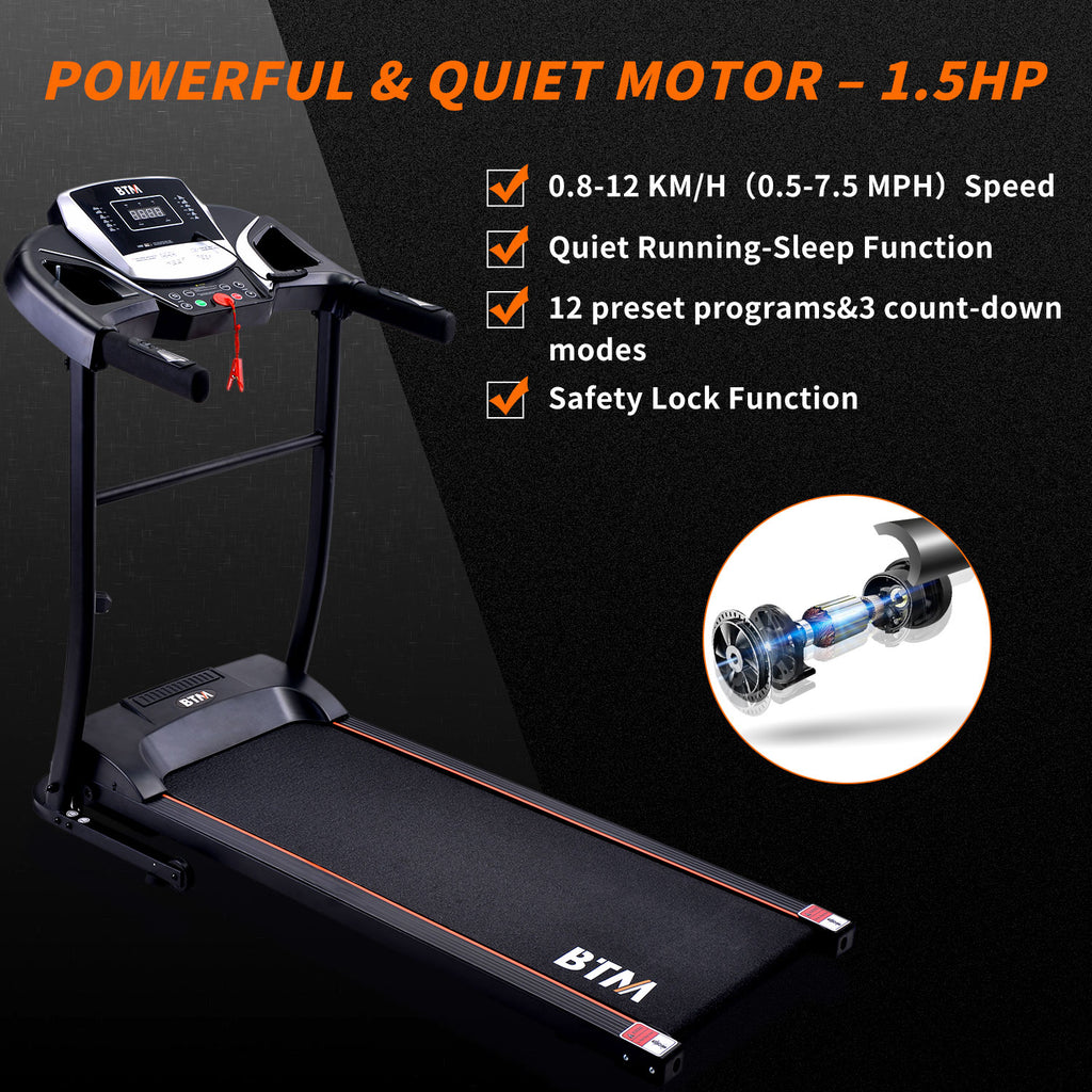 Electric Treadmill Folding Motorized Runing Jogging Walking Machine for Home use│USB & Speakers │12 Pre-Programs │98% Assembled