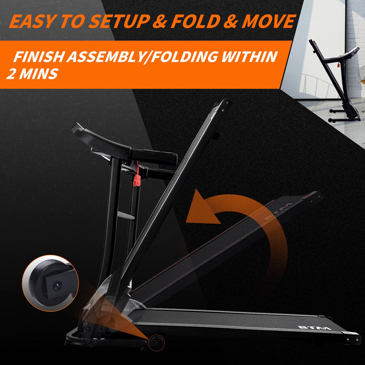 Electric Treadmill Folding Motorized Runing Jogging Walking Machine for Home use│USB & Speakers │12 Pre-Programs │98% Assembled