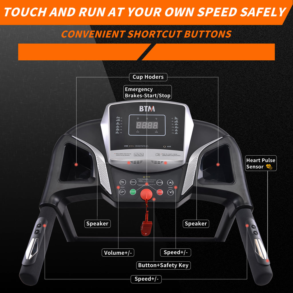 Electric Treadmill Folding Motorized Runing Jogging Walking Machine for Home use│USB & Speakers │12 Pre-Programs │98% Assembled