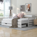 Daybed, Trundle and Drawer, Cabin Bed, SIngle Guest Bed Sofa Bed, Pull out Trundle and Storage Drawer for Living Room and Bedroom -  (3') 90 x190 cm - White