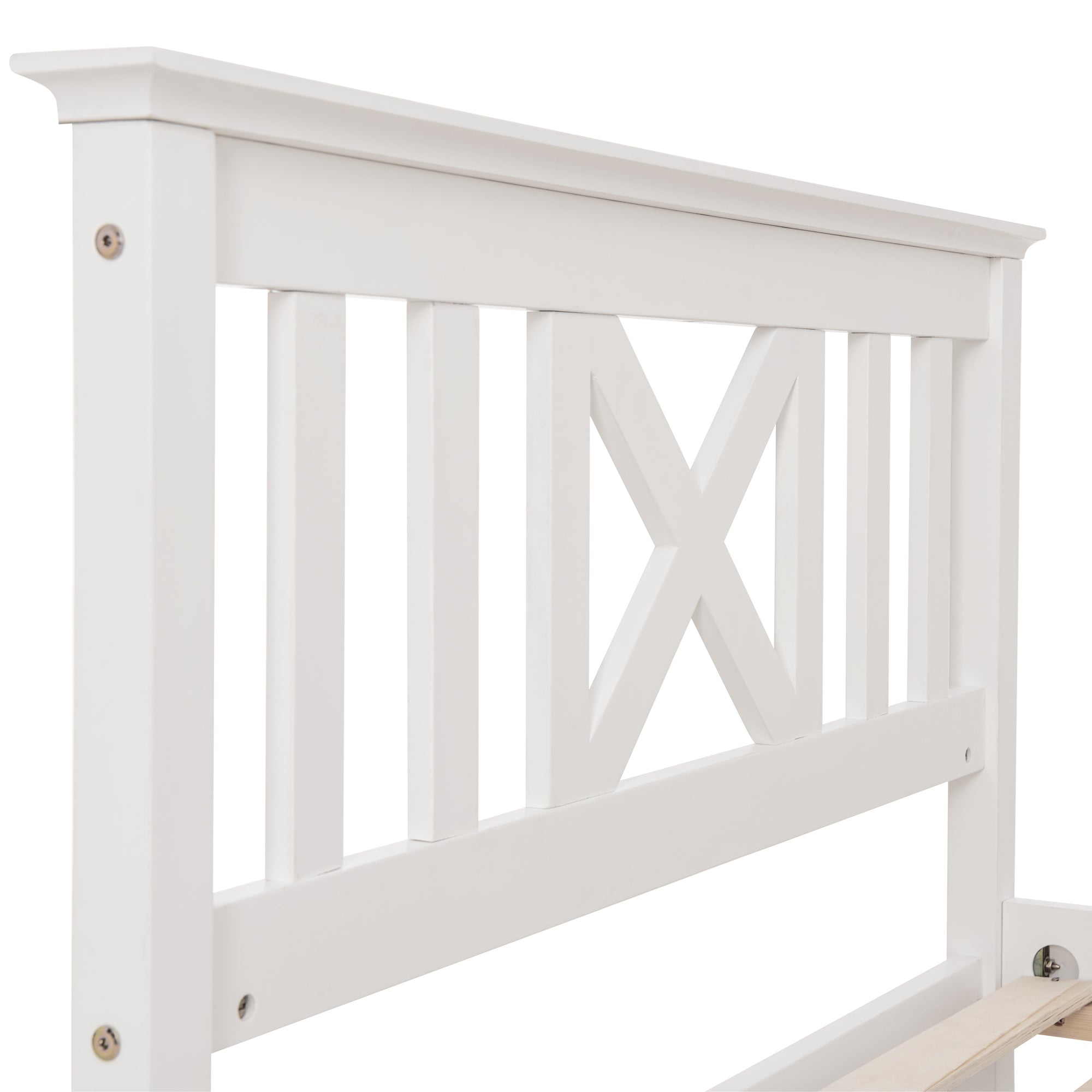 Wooden Bed Frame with Drawers Single Storage Bed Solid Pine Wood,3FT Guest Bed For Adults, Kids, Teenagers (White 90x190cm)