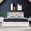 (=TT20008990W) Bed with Shelves, White Wooden Storage Bed, Underbed Drawer - 4ft6 Double (135 x 190 cm)
