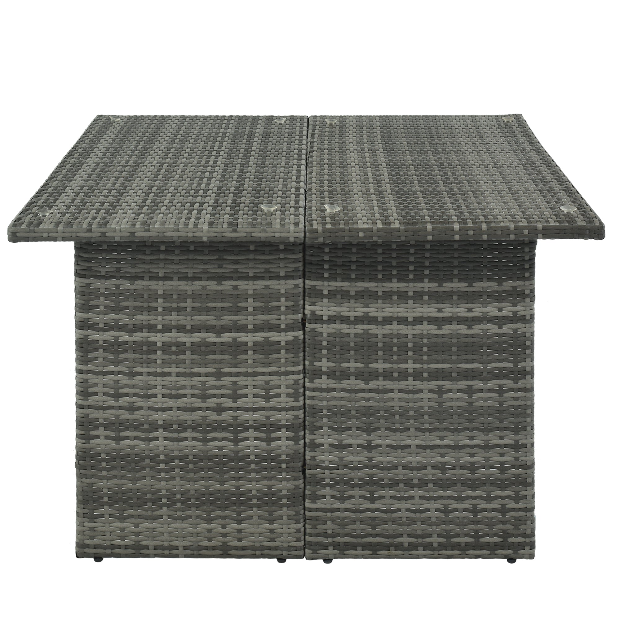 Patio Furniture Set, 8 Piece Patio Dining Sofa Set, All Weather Wicker Rattan Sofa with Dining Table & Chair & 4 Ottoman, Grey wicker + Beige cushions