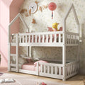 Bunk Bed, Twin Sleeper Bed with Ladder, Solid Wood Frame 3FT Single bed, Gaming Bed,  Castle-shaped Bed 90 x 190 cm Children's Bed room Furniture, Wooden Bed Frame for Kids Children (White)