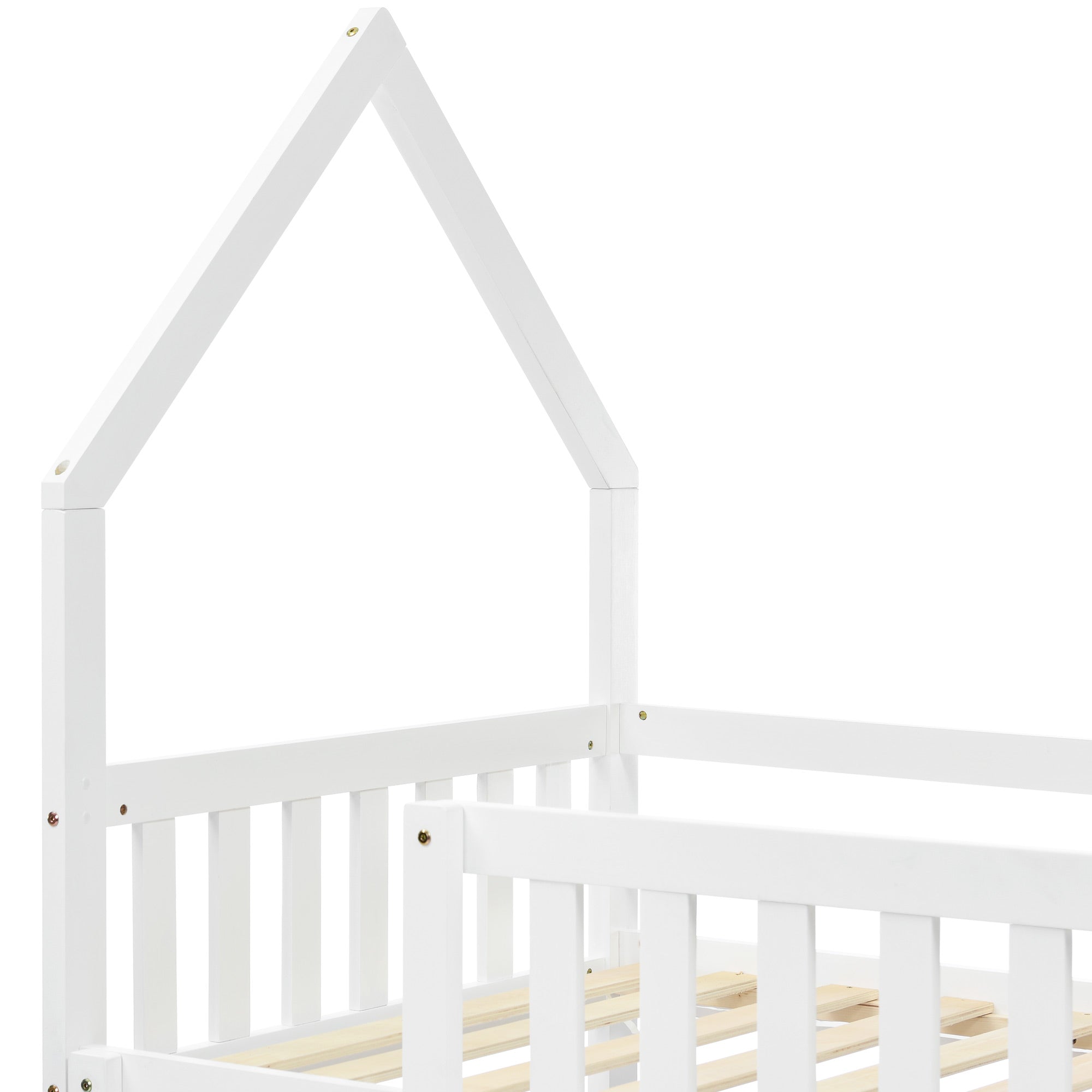 Bunk Bed, Twin Sleeper Bed with Ladder, Solid Wood Frame 3FT Single bed, Gaming Bed,  Castle-shaped Bed 90 x 190 cm Children's Bed room Furniture, Wooden Bed Frame for Kids Children (White)