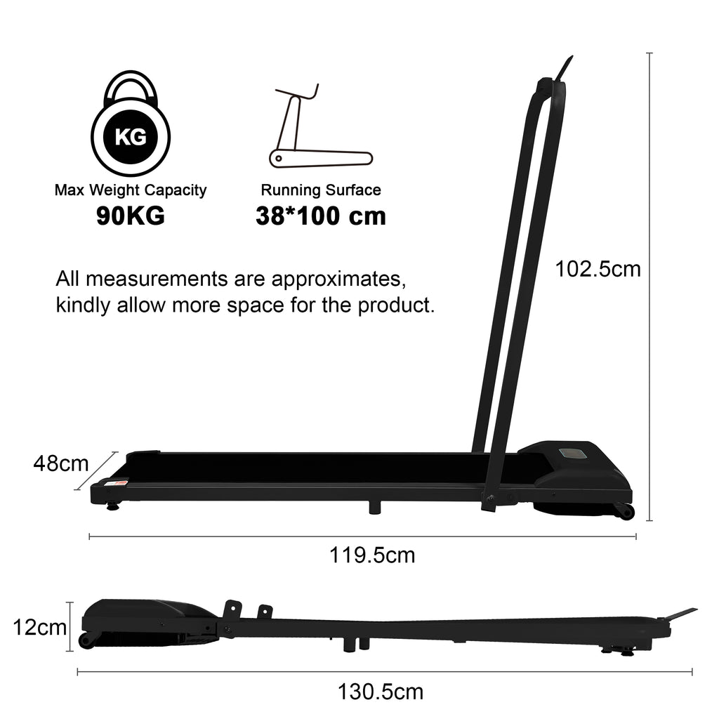 [New] Folding Treadmill for Home Office Use,Under Desk Treadmill,1-6KM/H, Portable Walking Running Machine with Bluetooth Speaker, Remote Control, LCD Display, Phone Holder.