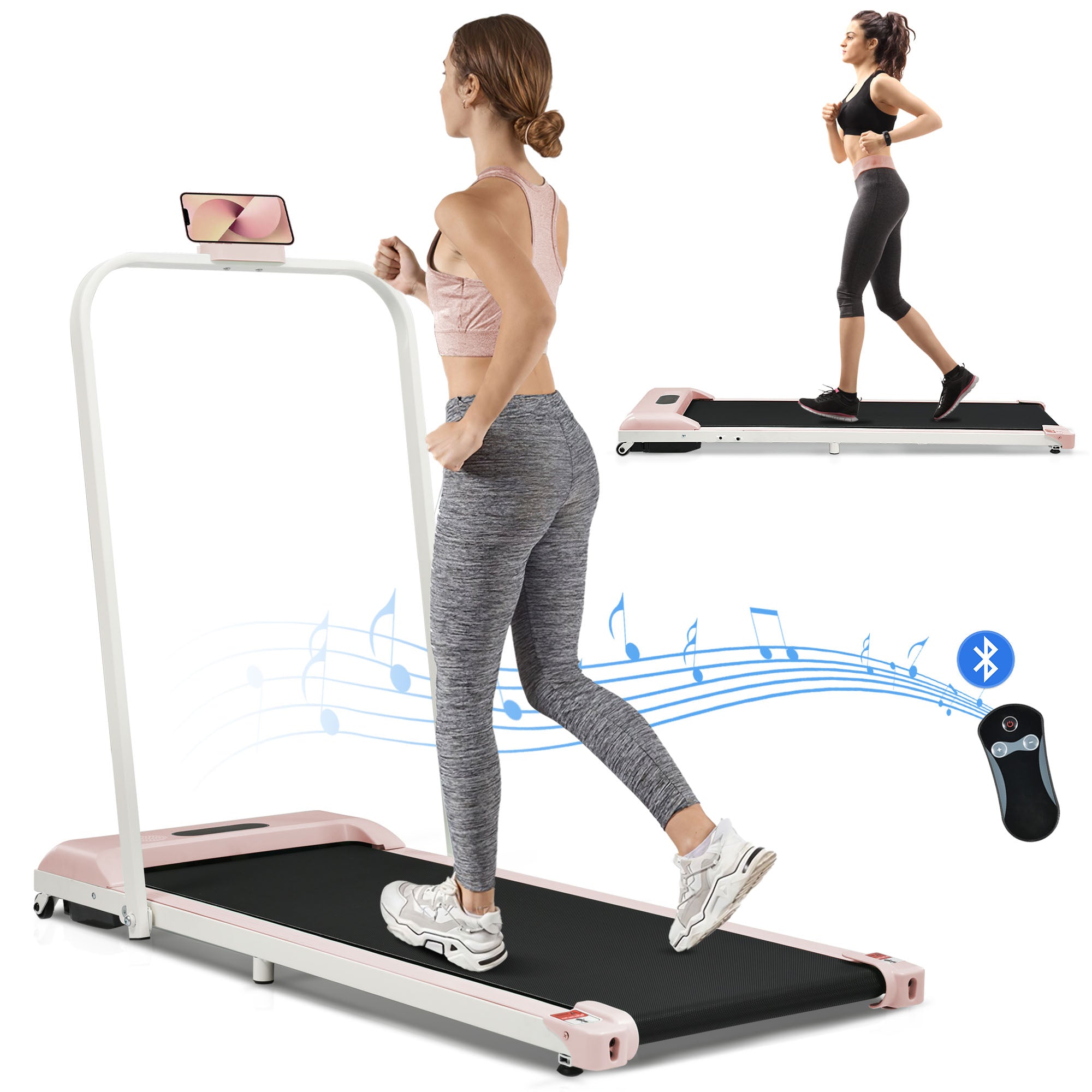 [New] Folding Treadmill for Home Office Use,Under Desk Treadmill,1-6KM/H, Portable Walking Running Machine with Bluetooth Speaker, Remote Control, LCD Display, Phone Holder.