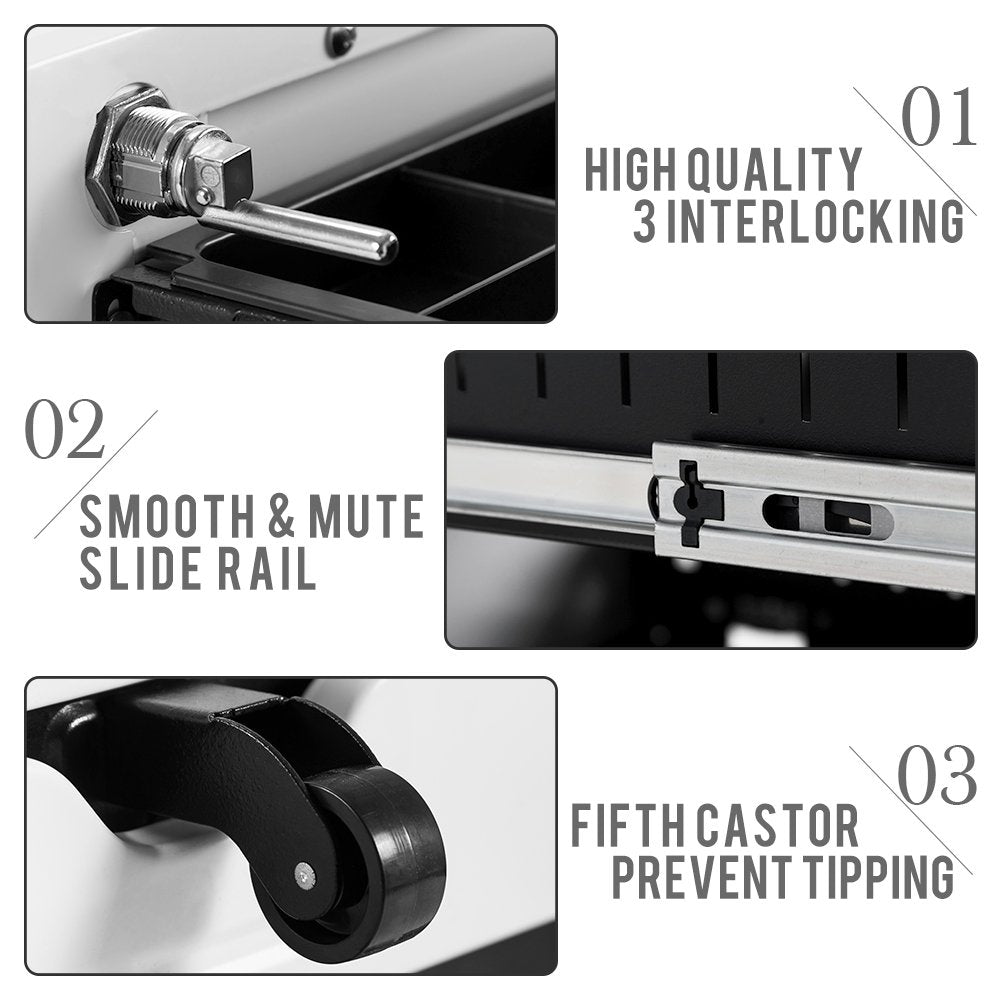 3 Drawers 5 Wheels Mobile File Cabinet Filing Pedestal Lockable Storage for A4 Metal Solid Pedestal with Keys