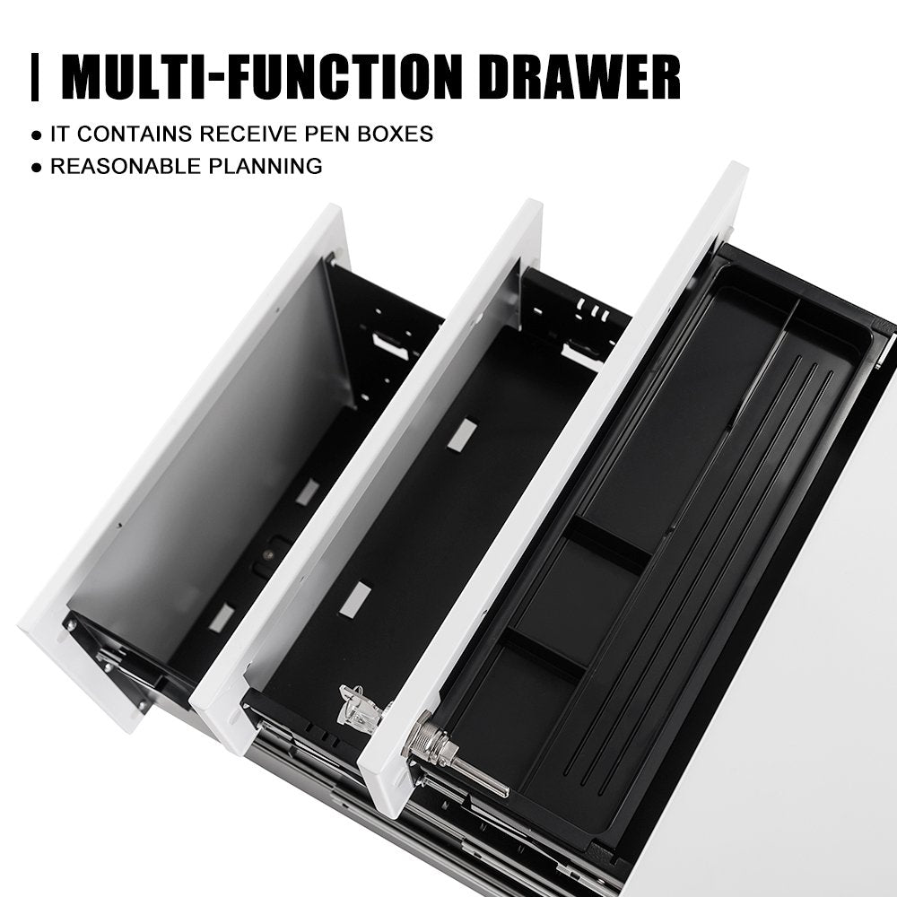 3 Drawers 5 Wheels Mobile File Cabinet Filing Pedestal Lockable Storage for A4 Metal Solid Pedestal with Keys