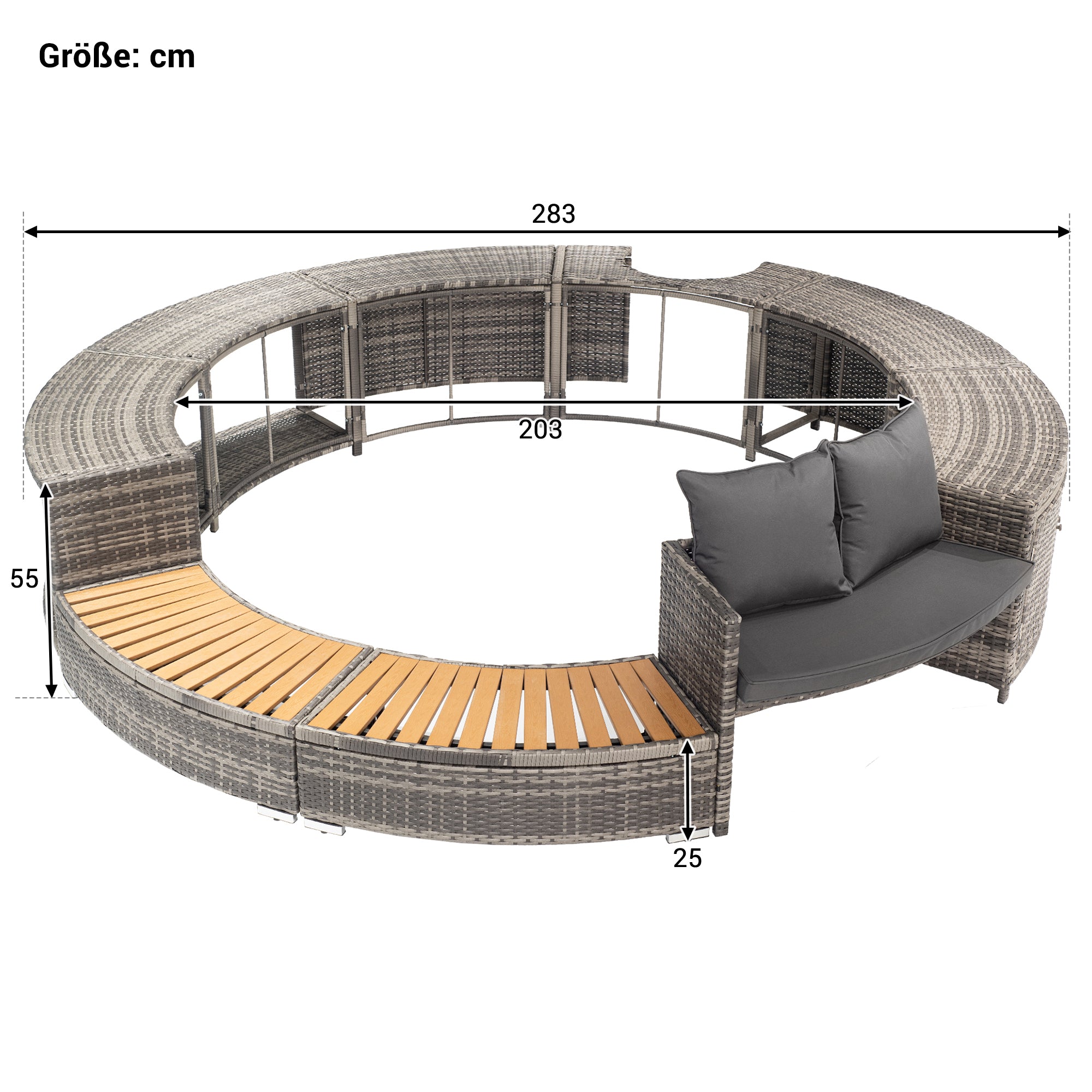 Spa Surround Home Garden Outdoor Patio Lawn Yard Pool Spa Accessory Storage Modern Hot Tropical Tub Surround with seat Grey Poly Rattan