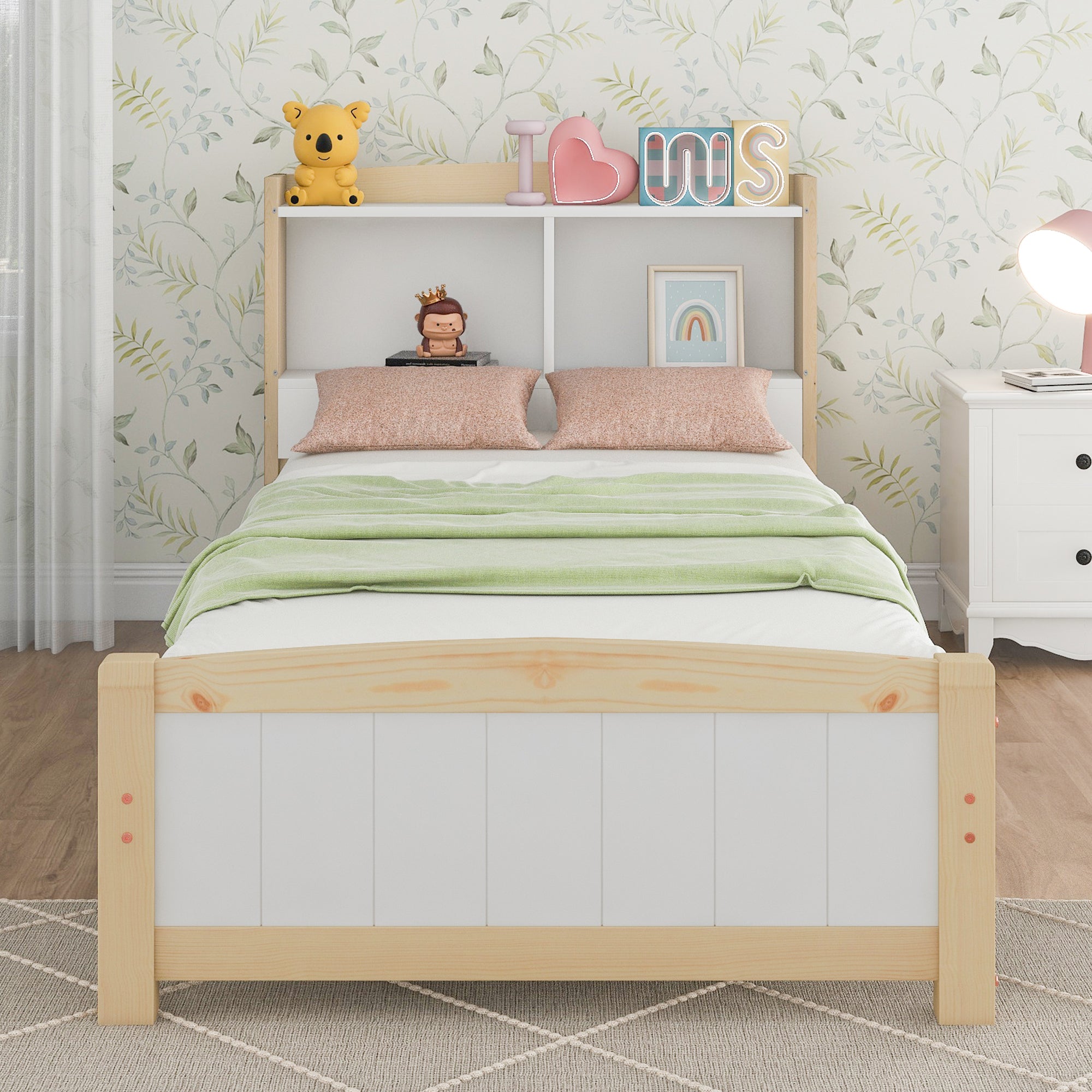 Solid Wooden Bed Frames, Single Storage Headboard Bed, 3FT Single (90 x 190 cm) Frame Only