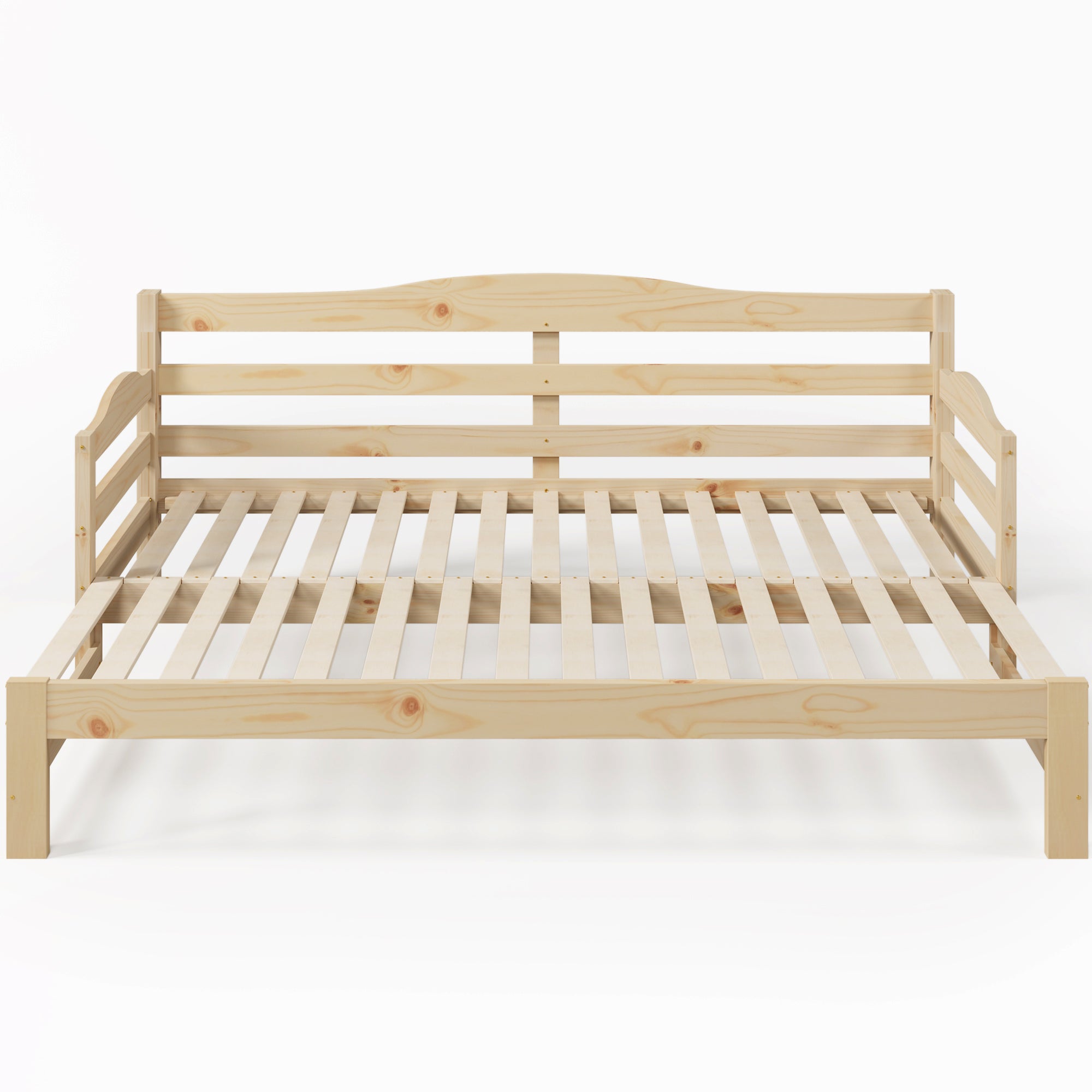Daybed Cabin Bed SIngle Guest Bed Sofa Bed, Pull out Trundle for Living Room and Bedroom - (3 FT) 90 x190 cm -Natural