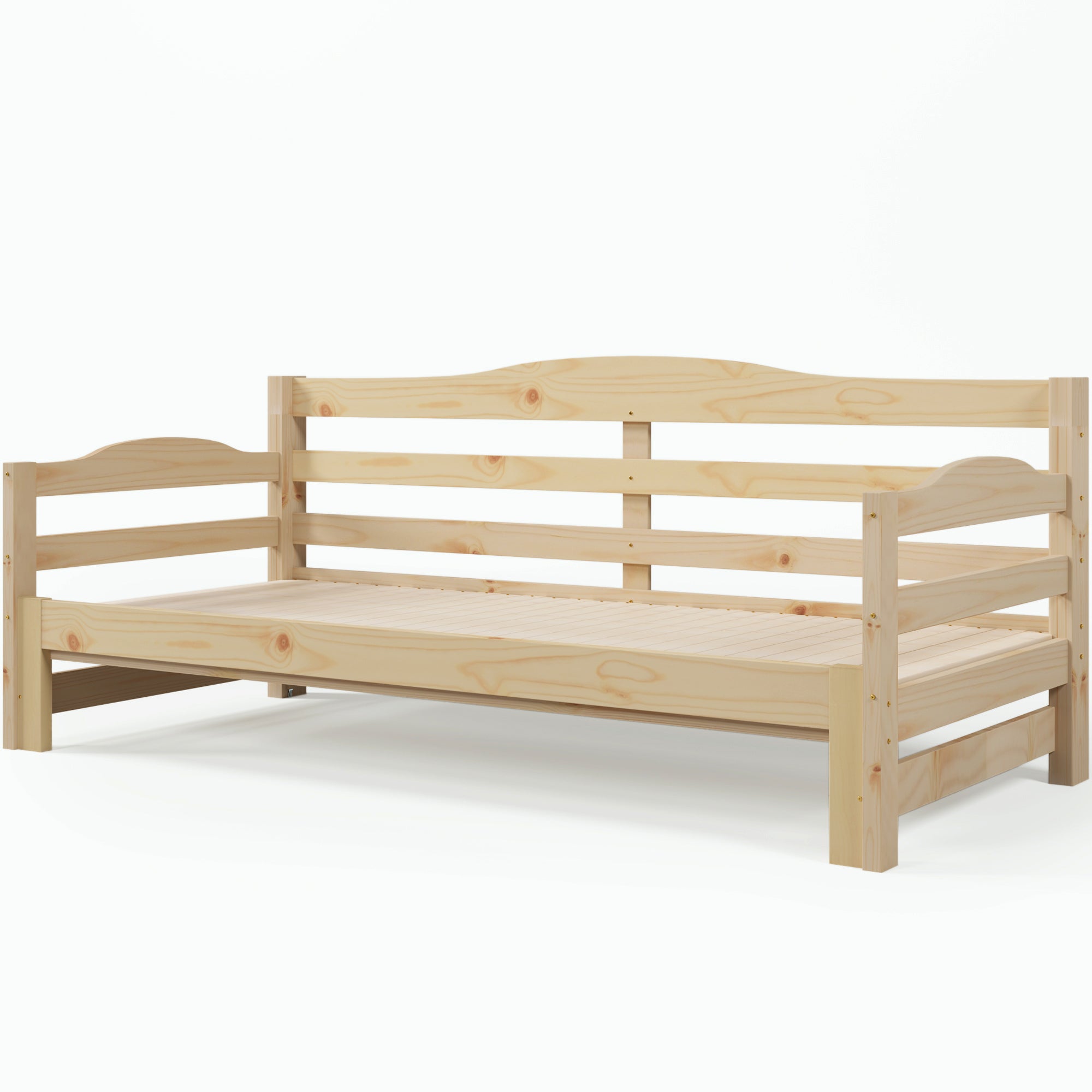Daybed Cabin Bed SIngle Guest Bed Sofa Bed, Pull out Trundle for Living Room and Bedroom - (3 FT) 90 x190 cm -Natural