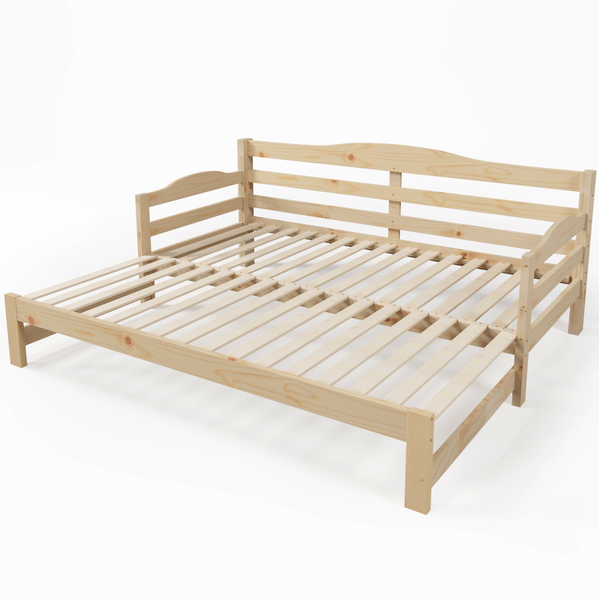 Daybed Cabin Bed SIngle Guest Bed Sofa Bed, Pull out Trundle for Living Room and Bedroom - (3 FT) 90 x190 cm -Natural