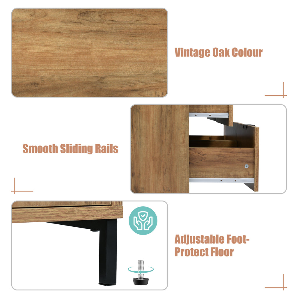 Sideboard Cabinet for Living Room, Chest of Drawers with 6 drawers, Dark Oak, 40D x 120W x 76H centimetres