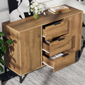 Sideboard Cabinet for Living Room, Chest of Drawers with with 2 doors and 3 drawers, Adjustable shelf, Dark Oak, 40D x 120W x 76H centimetres
