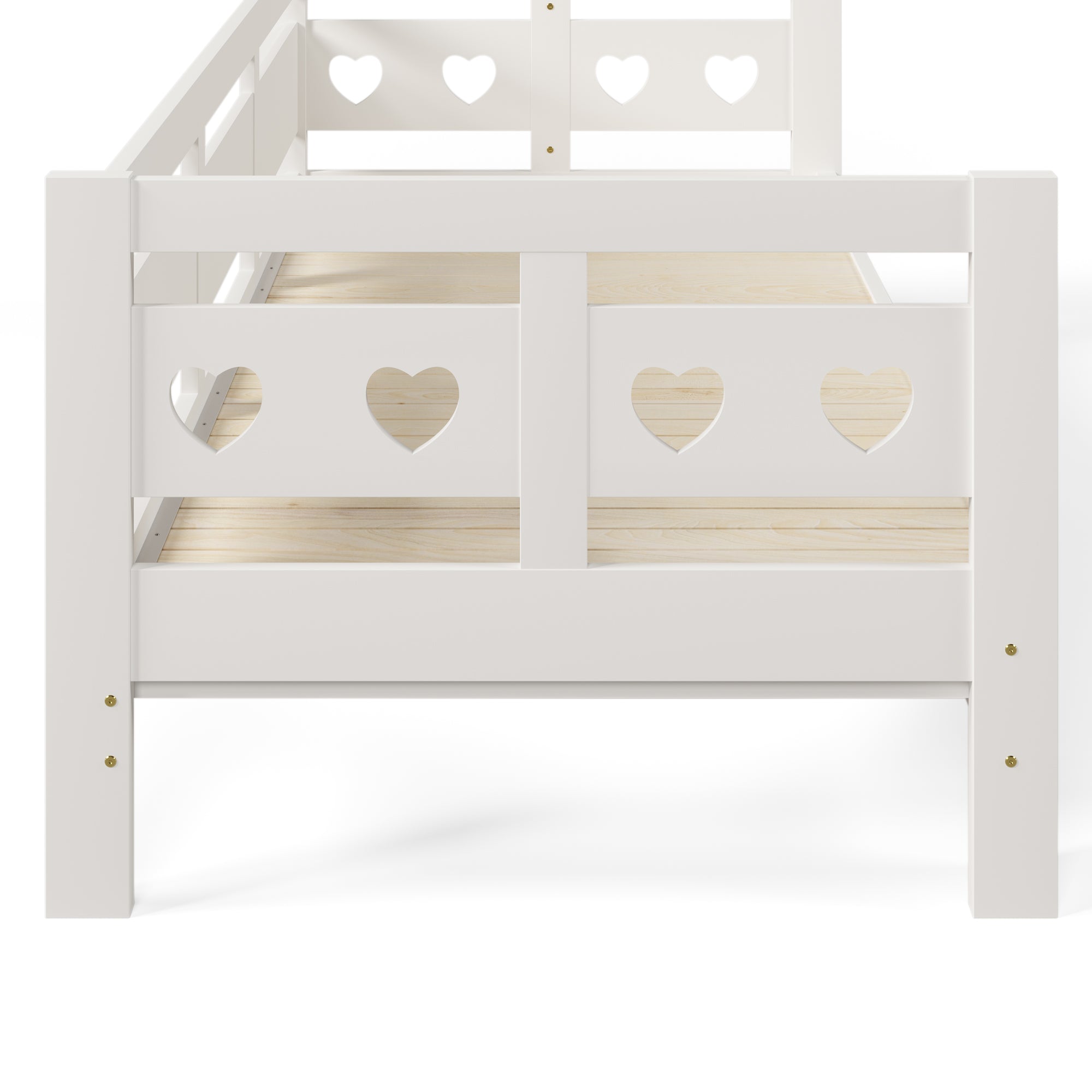 Daybed Cabin Bed Wooden 3FT Single Sofa Guest Bed Sofa Bed, Pull out Trundle Wooden Bed Heart-Shaped  For Children Adults Bed for Living Room and Bedroom  -90 x190 cm -White