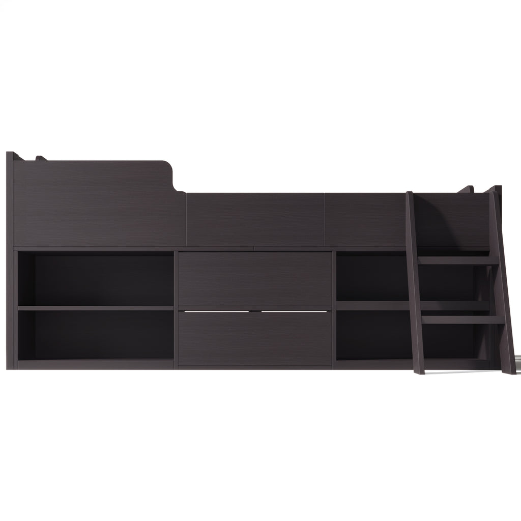 Cabin Bed Mid Sleeper Bed Frame Storage Kids Wooden bed with Drawers Shelf Storage Low Sleeper Bed  3ft Single Children's Wooden Bed - 3ft Single (90 x 190 cm) Frame Only