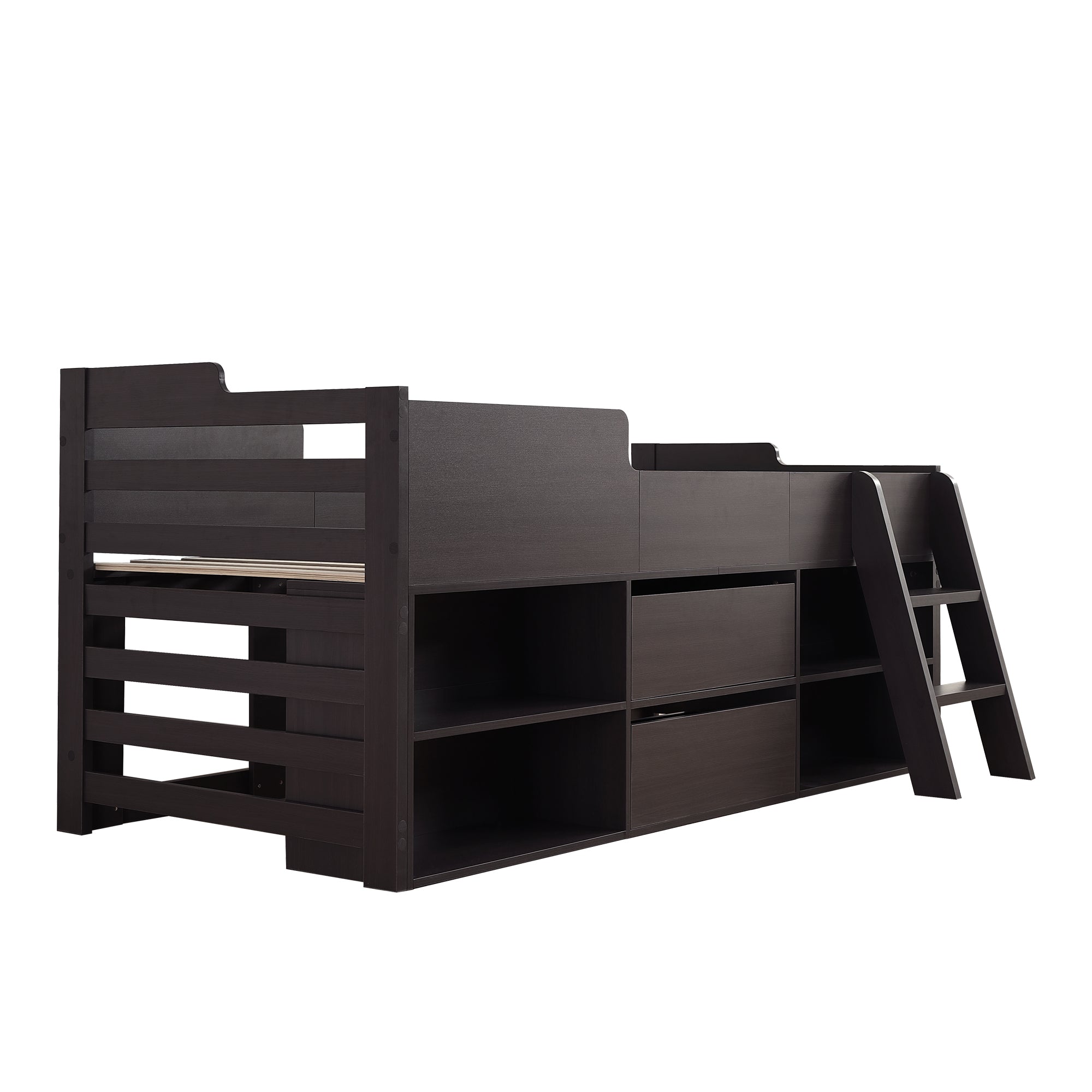 Cabin Bed Mid Sleeper Bed Frame Storage Kids Wooden bed with Drawers Shelf Storage Low Sleeper Bed  3ft Single Children's Wooden Bed - 3ft Single (90 x 190 cm) Frame Only