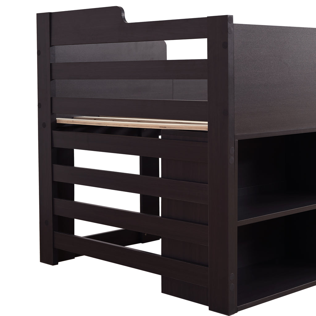 Cabin Bed Mid Sleeper Bed Frame Storage Kids Wooden bed with Drawers Shelf Storage Low Sleeper Bed  3ft Single Children's Wooden Bed - 3ft Single (90 x 190 cm) Frame Only