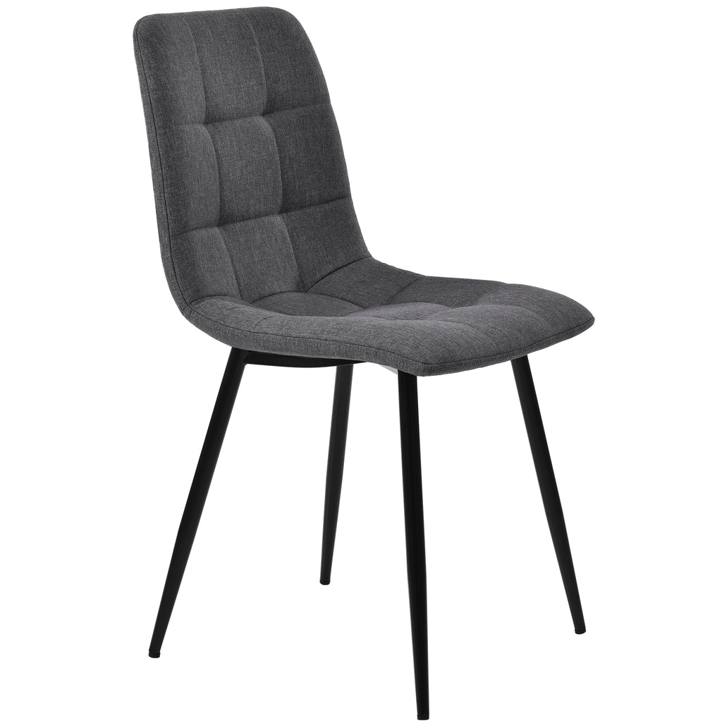 Dining Chair (4 pcs), Dark Grey,4-Set Linen Upholstered Chair Design Chair with Backrest,Seat in Linen, Metal Frame