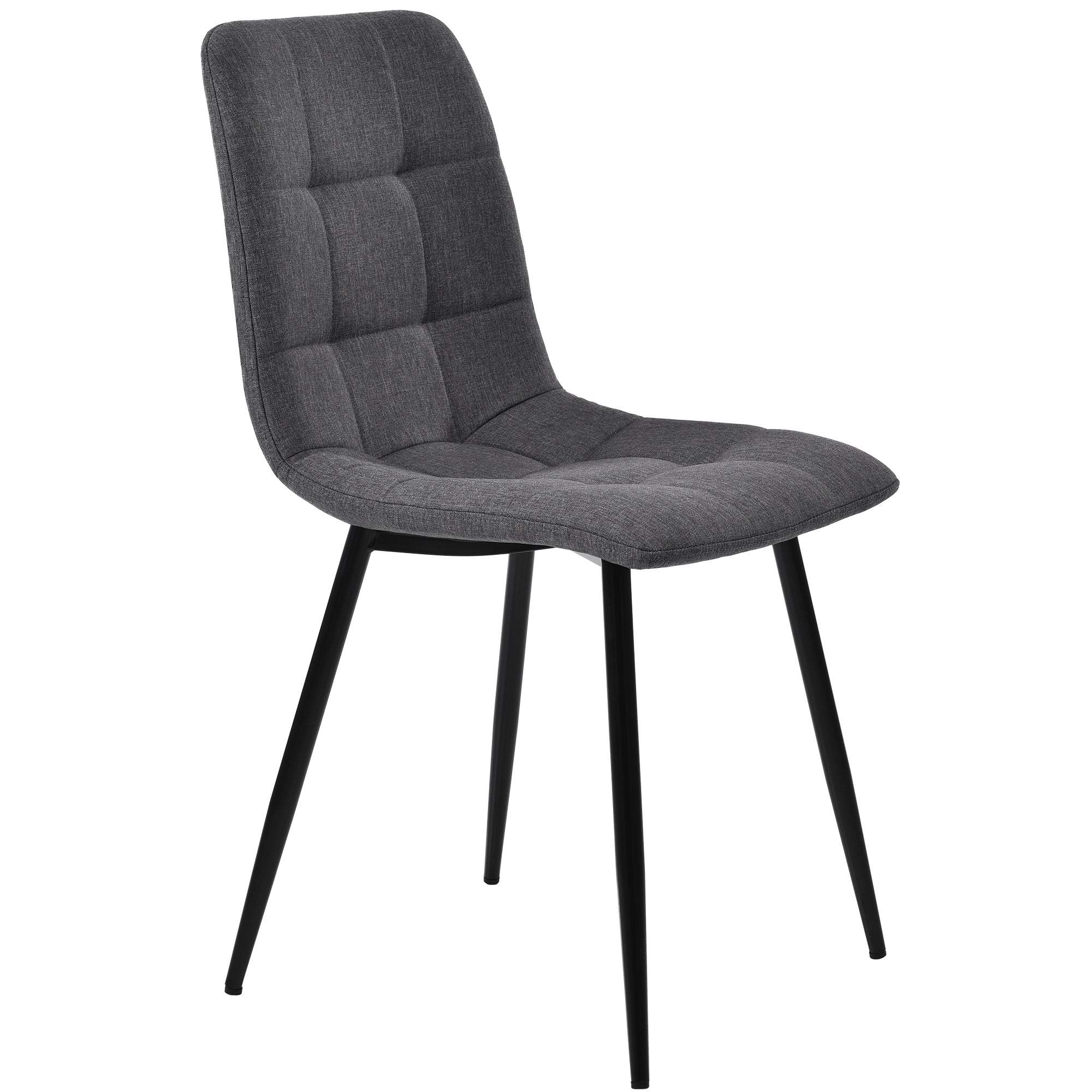 Dining Chair (4 pcs), Dark Grey,4-Set Linen Upholstered Chair Design Chair with Backrest,Seat in Linen, Metal Frame