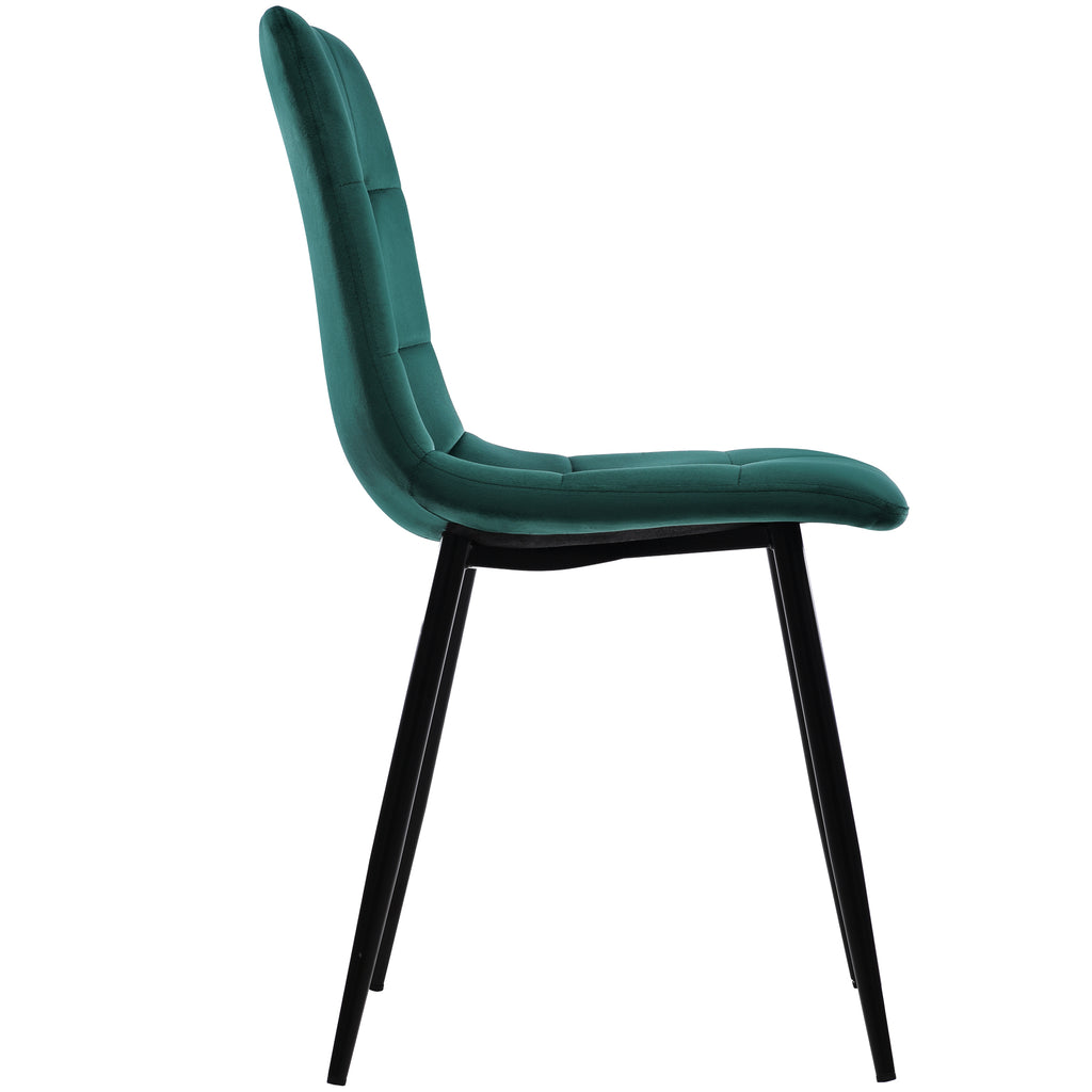 Dining Chair (4 pcs), Dark Green,4-Set Velet Upholstered Chair Design Chair with Backrest,Seat in Velvet Metal Frame