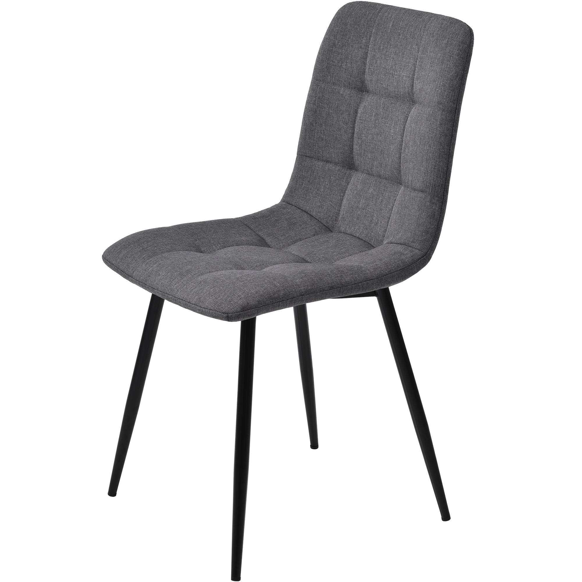 Dining Chair (4 pcs), Dark Grey,4-Set Linen Upholstered Chair Design Chair with Backrest,Seat in Linen, Metal Frame