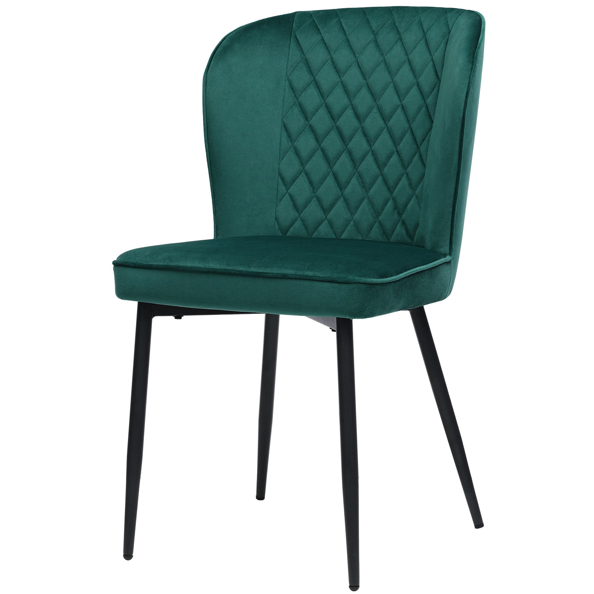Velvet  dining chair (2 pcs), dark green, Modern Vanity Chair Kitchen Accent Occasional Chair with Metal Legs for Dining Room Living Room,upholstered chair  with backrest,seat in velvet metal frame