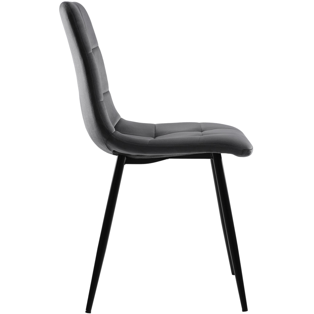 Dining Chair (4 pcs), Dark Grey,4-Set Upholstered Chair Design Chair with Backrest,Seat in Velvet Metal Frame