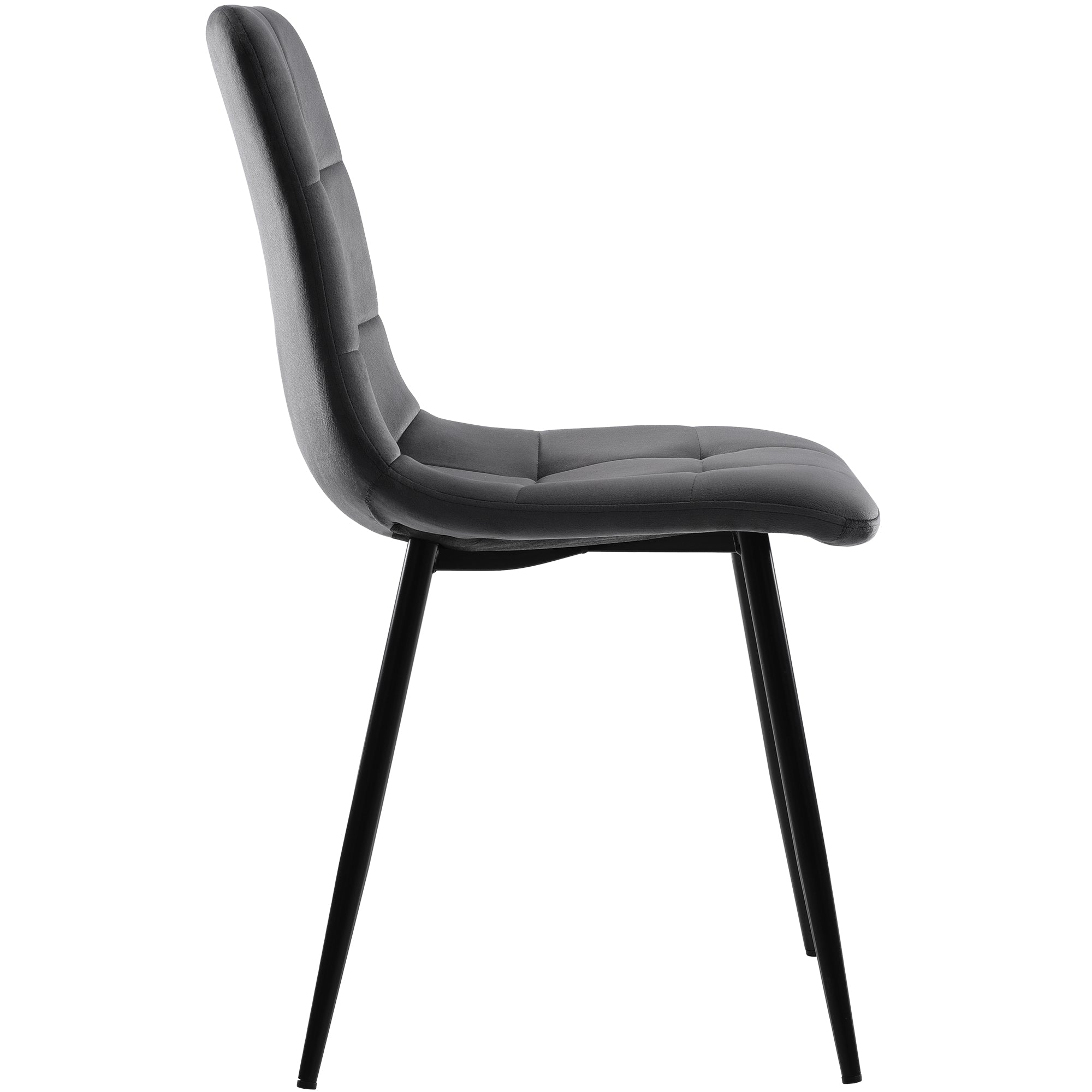 Dining Chair (4 pcs), Dark Grey,4-Set Upholstered Chair Design Chair with Backrest,Seat in Velvet Metal Frame