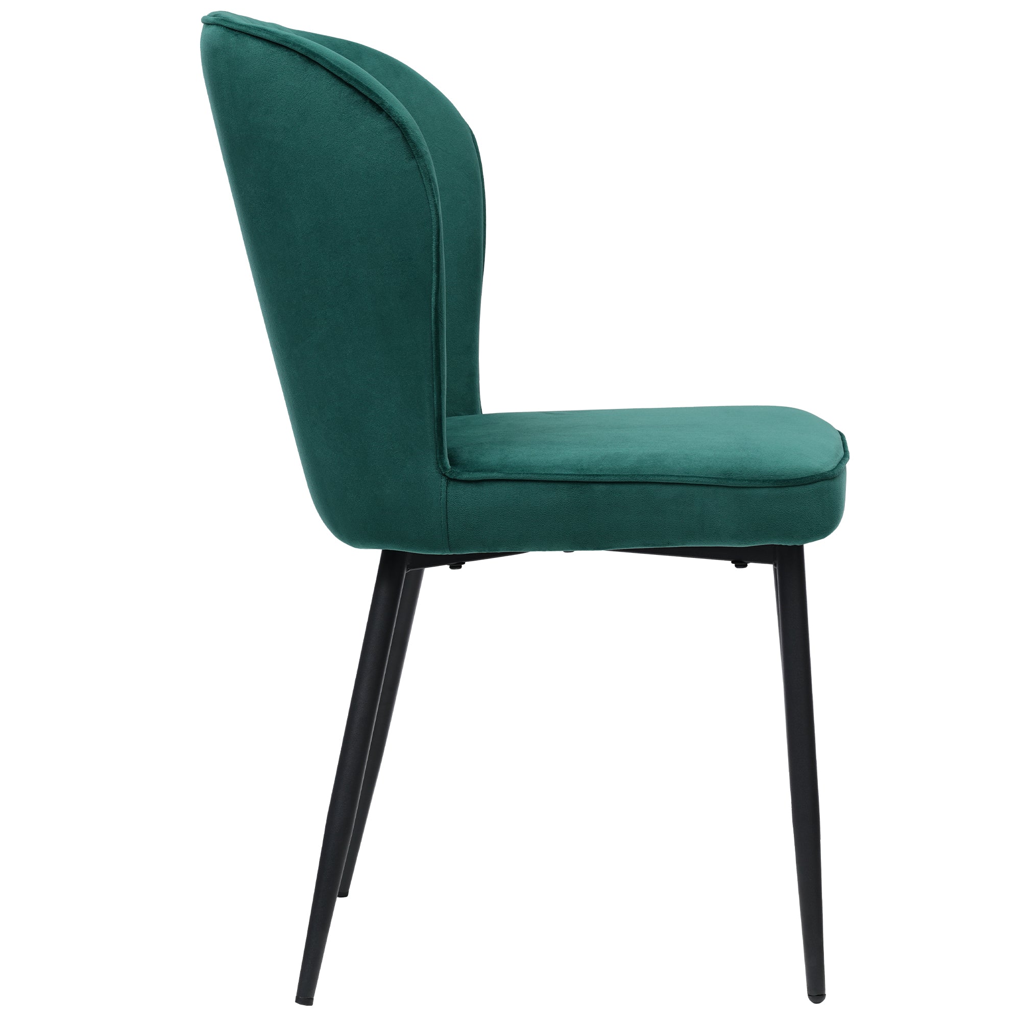 Velvet  dining chair (2 pcs), dark green, Modern Vanity Chair Kitchen Accent Occasional Chair with Metal Legs for Dining Room Living Room,upholstered chair  with backrest,seat in velvet metal frame